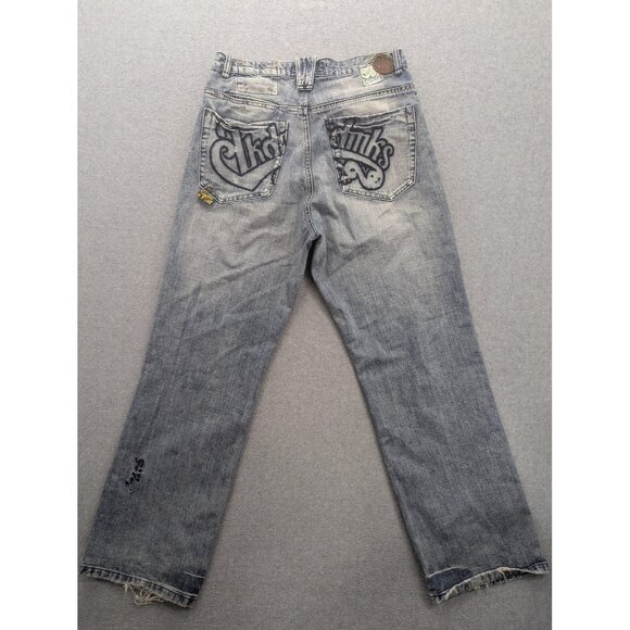 Vintage Akademiks Jeans Mens 32 Blue Baggy Embroidered Back Pockets Classic Y2K - Picture 10 of 16
